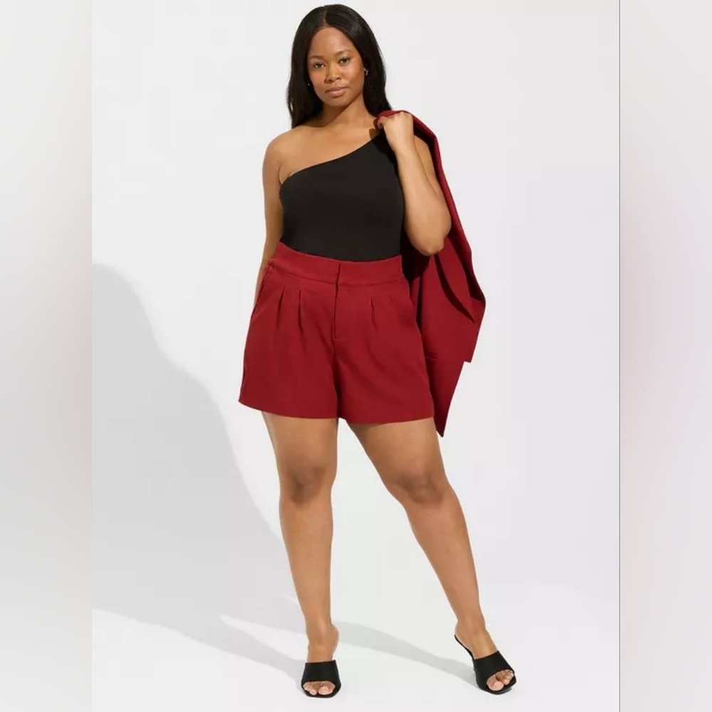 Wide Leg Studio Pique Short, Size 20 - Women's Red Shorts